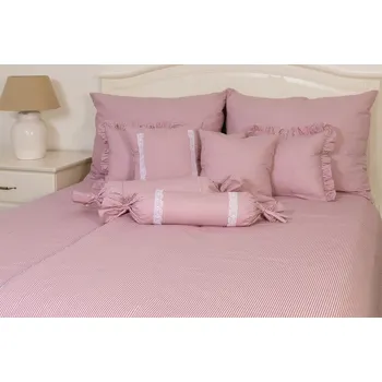 Povlečení Podpěrová s.r.o. Bavlněné povlečení PROUŽKOVANÉ RŮŽOVÉ Velikost: 240x220 cm (1 ks), 70x90 cm (2 ks) ŠEV na peřině