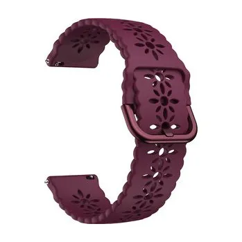 Chytré hodinky Řemínek s perforováním a přezkovým zapínáním 20mm,Vínová s barevnou přezkou