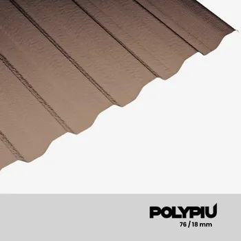 Polykarbonátová deska PolyPiù Trapézový polykarbonát 76/18 strukturovaný povrch LightPiú bronz 1 mm Rozměr desky: 1040x3000mm