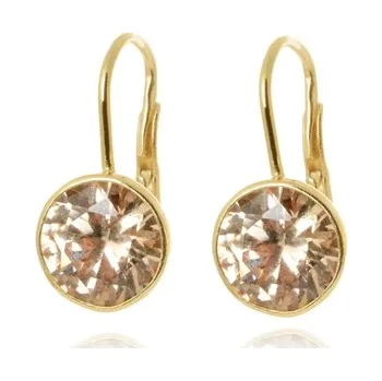 Náušnice Dámské zlacené stříbrné náušnice s béžovými zirkony STNAU2036F