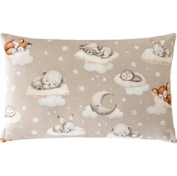 Povlak na dekorativní polštářek Povlak na polštářek medvídek sova liška spící béžový bavlněný 40x60 dětský