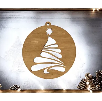 Vánoční dekorace Vánoční ozdoba stromek kulatá Barva: Ořech, Velikost: 8 cm