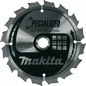 Pilový kotouč B-33037 Kotouč pilový dřevo SPECIALIZED se zapuštěnými zuby 165x2x20mm 16Z Makita