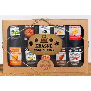 Dárková krabička Křupavý Uzený a Pikantní MIX 10ks krásné narozeniny (Křupavý Uzený a Pikantní MIX 10ks krásné narozeniny)