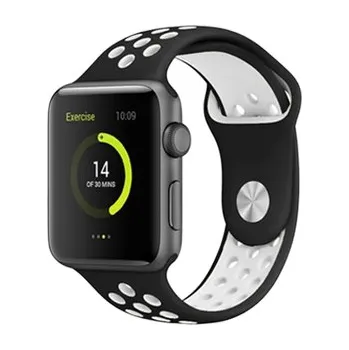 Perforovaný řemínek pro Apple Watch 38/40/41/42(S10)mm,Černo-Bílý