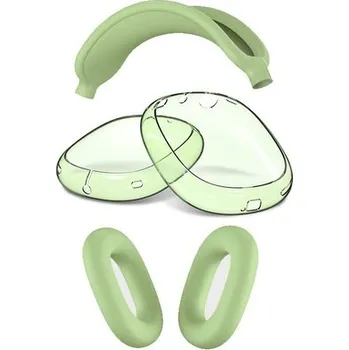 Silikonový průhledný set 3v1 pro Airpods Max,Zelená