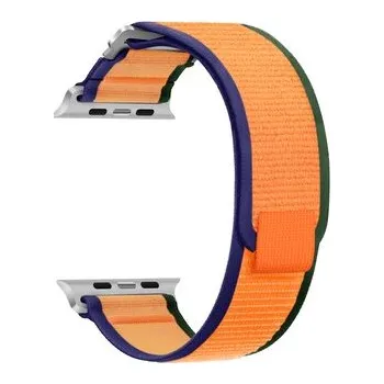 Chytré hodinky Nylonový řemínek se stahovacím poutkem a sponou pro Apple Watch 42/44/45/46/49mm,Oranžovo-modro-zelená