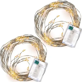 Vánoční světelná dekorace LED osvětlení stříbrný drát, sada 2 kusů, teple bílá, 64 LED