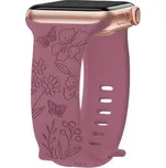 Řemínek gravírované květiny pro Apple Watch 42/44/45/46/49mm,Pomněnka - vínová