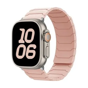 Chytré hodinky Silikonový magnetický řemínek pro Apple Watch 42/44/45/46/49mm,Pískově růžový