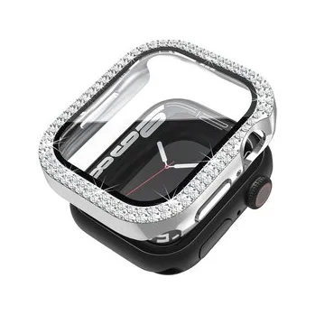Chytré hodinky Ochranné dvojité kamínkové pouzdro se sklíčkem pro Apple Watch 42mm,Stříbrný