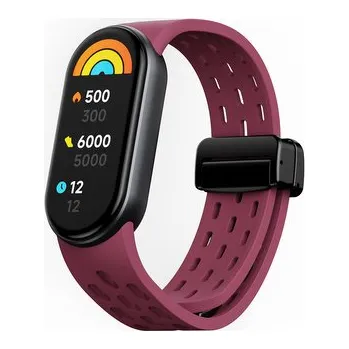 Chytré hodinky Silikonový řemínek s magnetickým zapínáním Mi band 8/9/10,Vínová