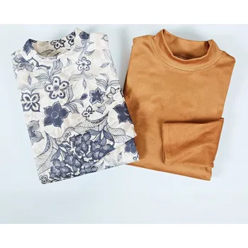 Dámská halenka 2 halenky s dlouhým rukávem velbloudí + vzorovaná M