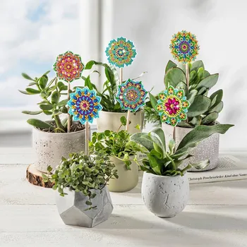 Diamantové malování Diamantové malování Zápichy Květy, sada 6 ks mix barev