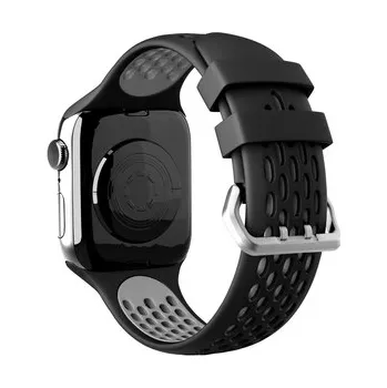 Perforovaný řemínek s dvojitým zapínáním pro Apple Watch 42/44/45/46/49mm,Černo-Šedý