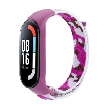Chytré hodinky Nylonový řemínek kamufláž Mi Band 8/9/10,Fialová kamufláž