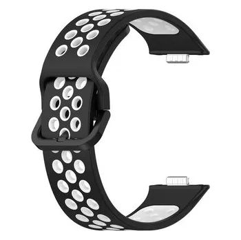 Chytré hodinky Dvojbarevný perforovaný řemínek pro Huawei Fit 3,Černo-Bílá