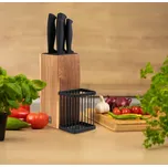 Stojan na nože a kuchyňské náčiní s 5 ks nožů hnědá/černá 16 x 9 x 22,5 cm