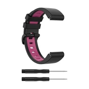 Chytré hodinky QuickFit silikonový dvojbarevný řemínek s přezkou 20mm,Černo-fialovorůžový