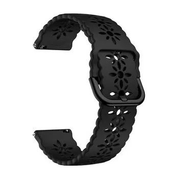 Chytré hodinky Řemínek s perforováním a přezkovým zapínáním 22mm,Černá s barevnou přezkou