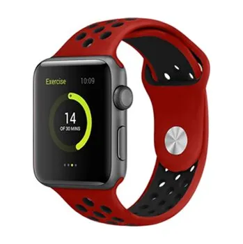 Perforovaný řemínek pro Apple Watch 38/40/41/42(S10)mm,Červeno-Černý
