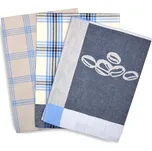 Sada kuchyňských utěrek 3 ks Káva/modrá 3 ks, 50x70 cm