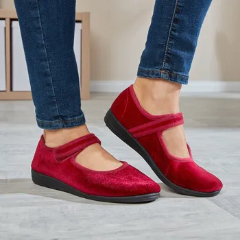 Dámské pantofle Sametová domácí obuv Mary bordó 40