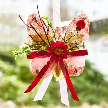 Dekorace Motýl růžová 11,5 x 11,5 cm, celková délka 19 cm