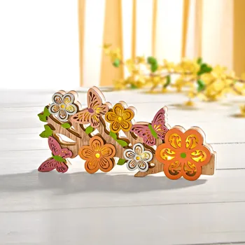 LED dekorace ze dřeva Květiny délka 24 cm