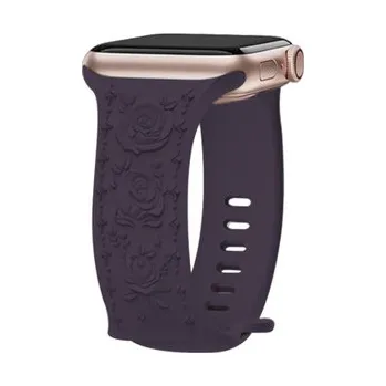 Chytré hodinky Řemínek gravírované růže pro Apple Watch 38/40/41/42(S10)mm Barva: Fialová