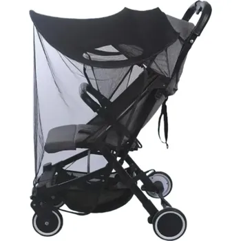 Černá prodyšná sluneční clona na kočárek se sítí proti hmyzu Univerzální ochrana proti slunci a komárům pro dětské kočárky