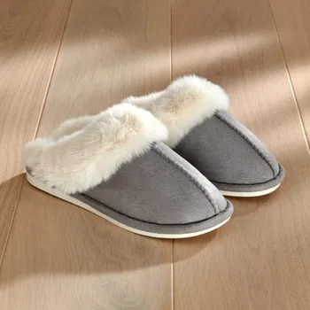 Dámské pantofle Kožešinové pantofle šedá 37
