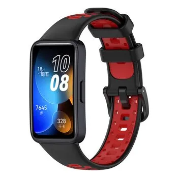 Chytré hodinky Perforovaný dvojbarevný řemínek Huawei Band 8/9/10,Černo-Červený