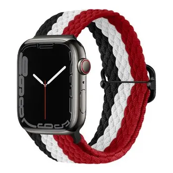 Chytré hodinky Pletený řemínek se sponou pro Apple Watch 42/44/45/46/49mm,Černo-bílo-červený
