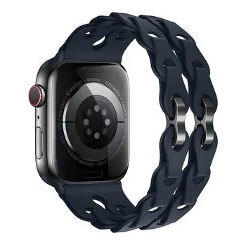 Chytré hodinky Silikonový řetízkový řemínek pro Apple Watch 42/44/45/46/49mm,Tmavě modrá