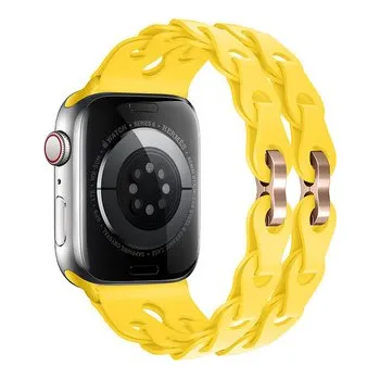 Chytré hodinky Silikonový řetízkový řemínek pro Apple Watch 42/44/45/46/49mm,Žlutá