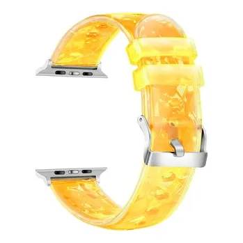 Chytré hodinky Průhledný diamantový řemínek pro Apple Watch 42/44/45/46/49mm,Žlutá