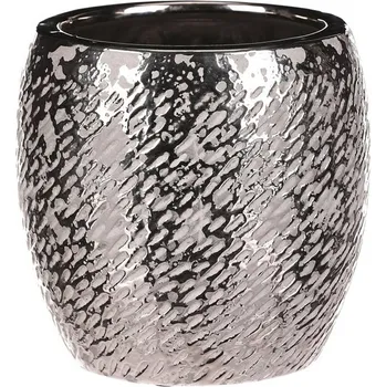 Biokrb Keramický obal na květináč stříbrná Silver pr. 17 cm, stříbrná