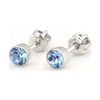 Náušnice Stříbrné náušnice pecičky s modrými zirkony STNAU2054F