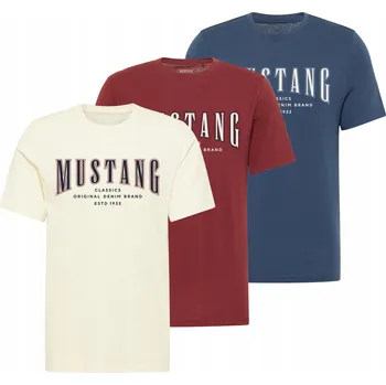 Pánské tričko MUSTANG 3-balení Pánská Trička T-Shirt Styl Alex Bavlna Logo 5XL