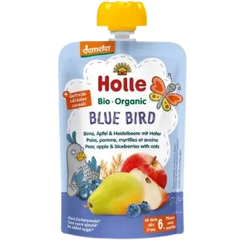 HOLLE Bio pyré Blue bird- Hruška, jablko a borůvky s vločkami 100 g