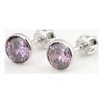 Náušnice Stříbrné náušnice pecičky s fialovými zirkony STNAU2049F