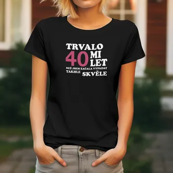 Dámské tričko Dámské tričko Trvalo mi XX let Barva trička pánská: Černá, Velikost trička: M