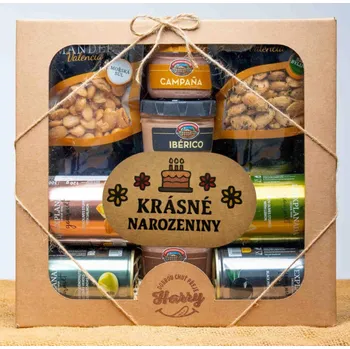 Dárková krabička VELKÁ DÁRKOVÁ SADA OLIVY+PAŠTIKY+MANDLE krásné narozeniny (VELKÁ DÁRKOVÁ SADA OLIVY+PAŠTIKY+MANDLE krásné narozeniny)