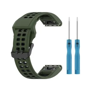 Chytré hodinky QuickFit perforovaný řemínek s přezkou 22mm,Khaki-černý