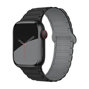 Chytré hodinky Dvojbarevný magnetický řemínek pro Apple Watch 38/40/41/42(S10)mm,Černo-Šedý