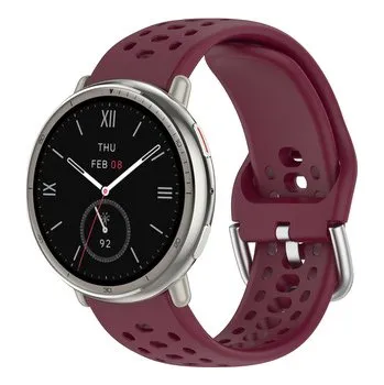 Chytré hodinky Jednobarevný perforovaný řemínek 20mm,Vínová