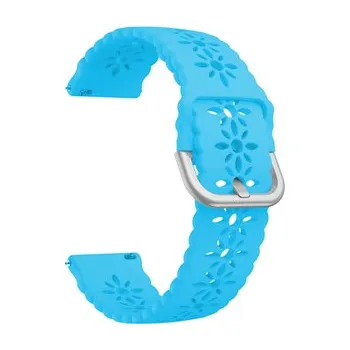 Chytré hodinky Řemínek s perforováním a přezkovým zapínáním 20mm,Luminiscenční modrá se stříbrnou přezkou