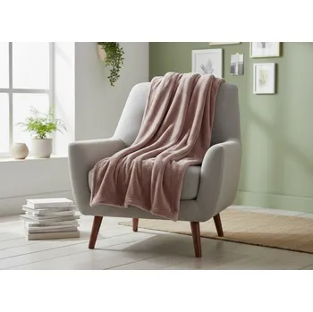 Přehoz na lůžko Přehoz na křeslo - mikrovláknový pléd ANDREA růžová 70x160 cm Mybesthome