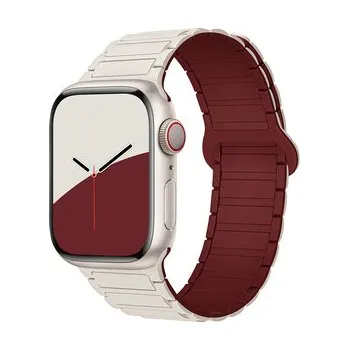 Chytré hodinky Dvojbarevný magnetický řemínek pro Apple Watch 38/40/41/42(S10)mm,Béžovo-vínový
